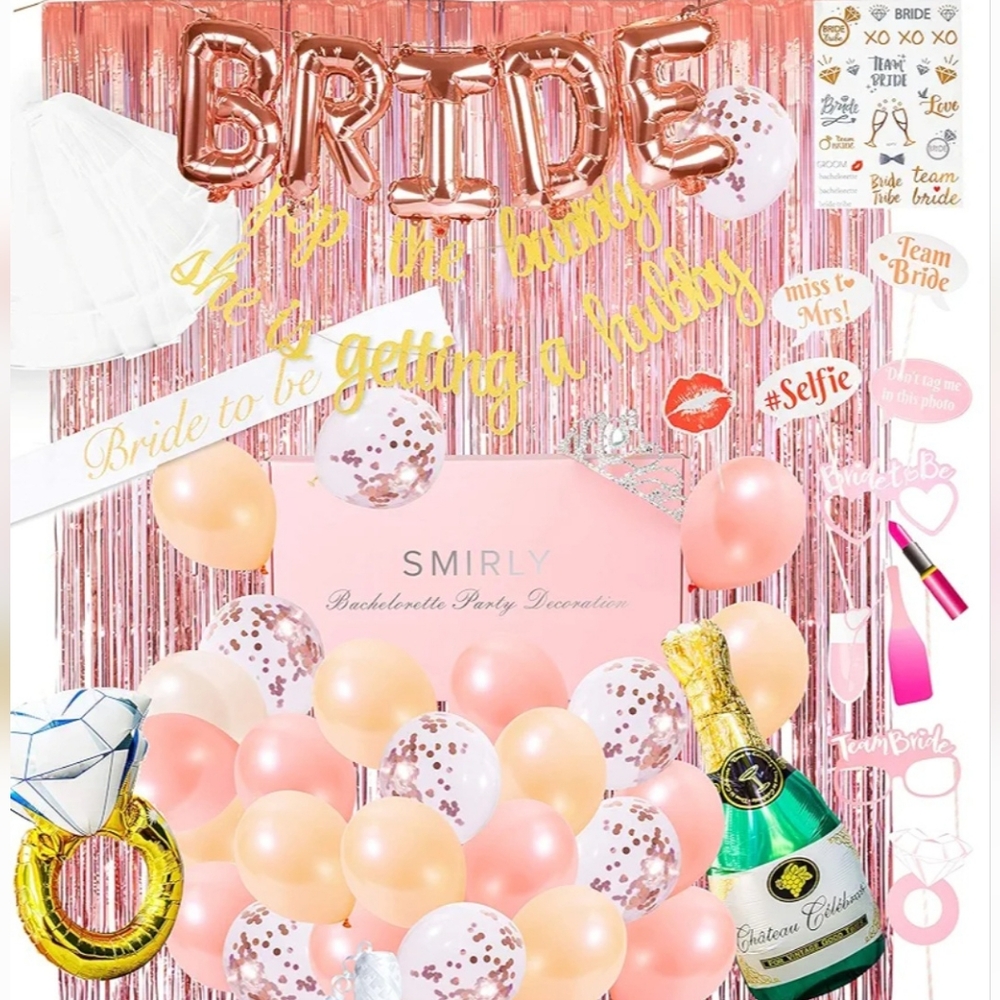 Rose Gold Bachelorette Party Decorations Pack